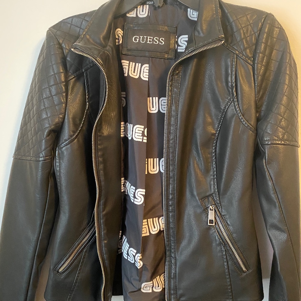 Guess Black Leather Jacket S